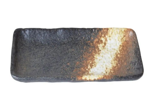 Rectangular ceramic plate with a gradient finish on a white background